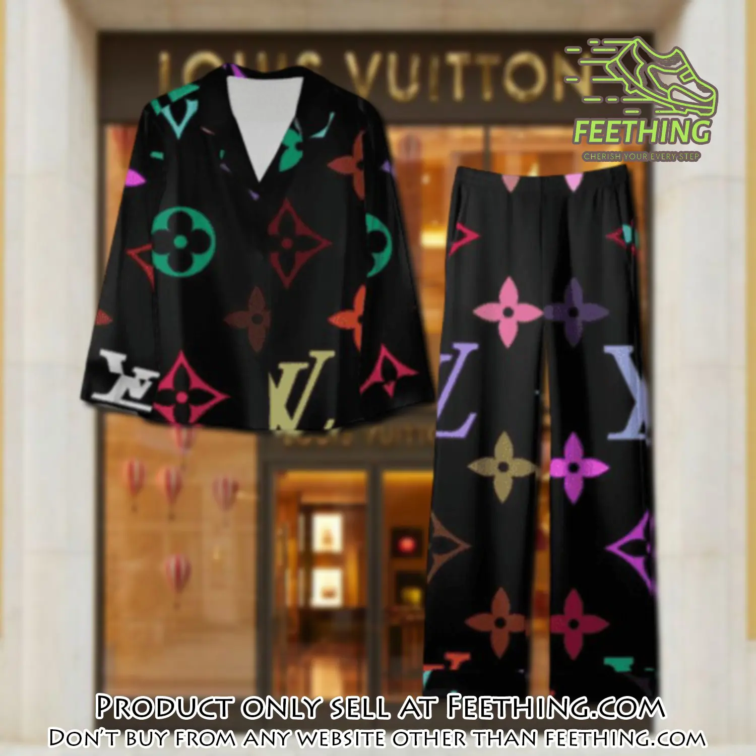 Trending luxury lv satin pajama set pjs1099 ft5906947